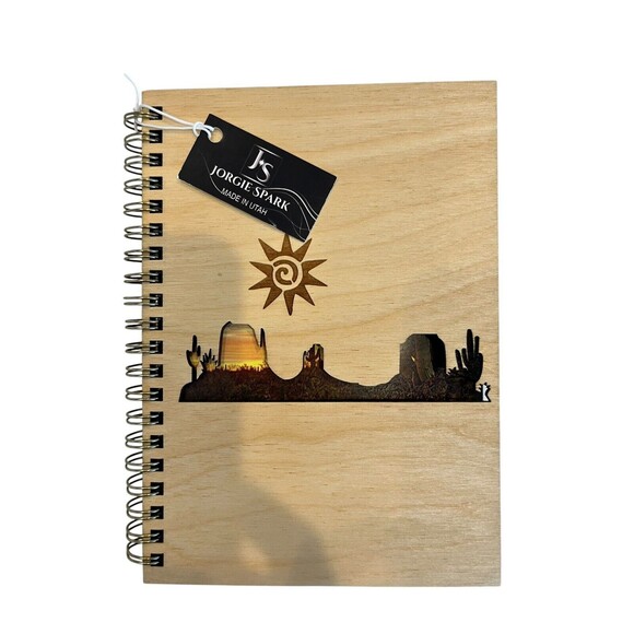 Desert Scene Wooden Covered Notebook/Journal 5x7 Laser 80 Pages New W Tags - Picture 1 of 5